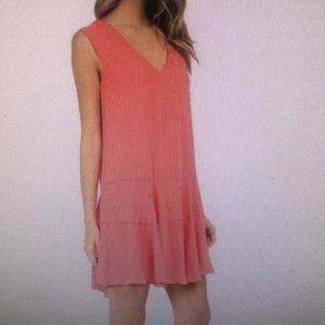 BCBG Maxazria Double Flounce Dress in coral/pink